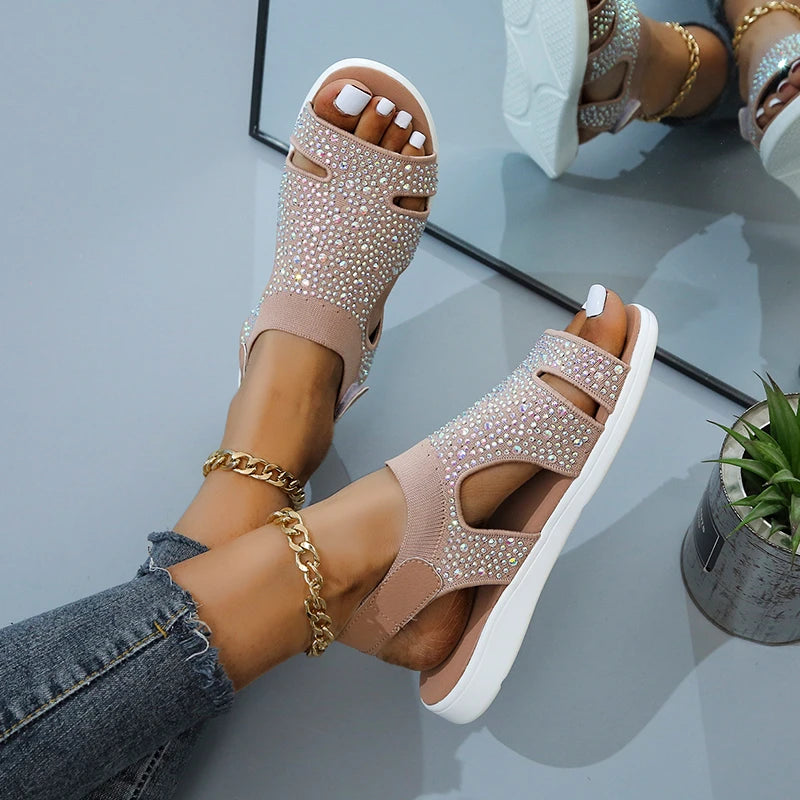 Odessia - Casual flat slippers with crystals