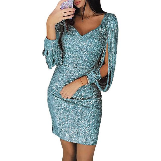 Sequin V-Neck Bodycon Cocktail Dress