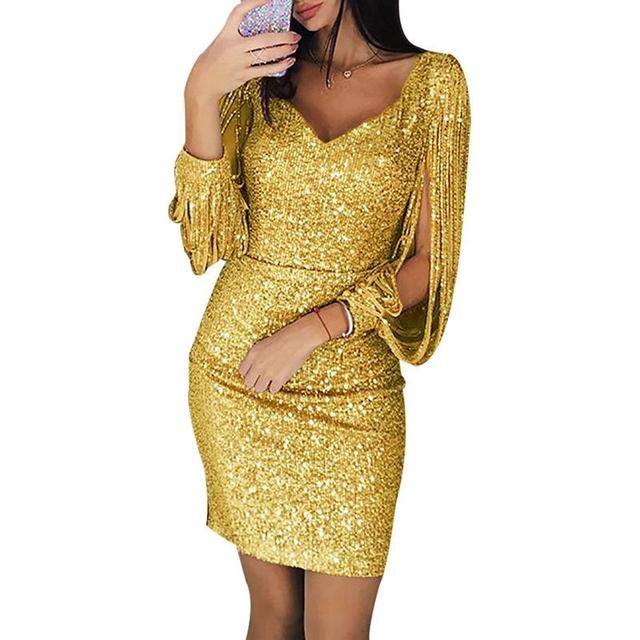 Sequin V-Neck Bodycon Cocktail Dress