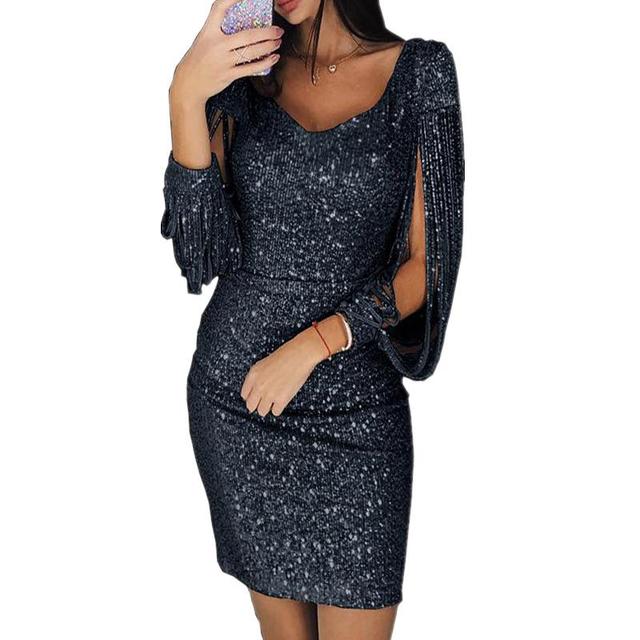 Sequin V-Neck Bodycon Cocktail Dress