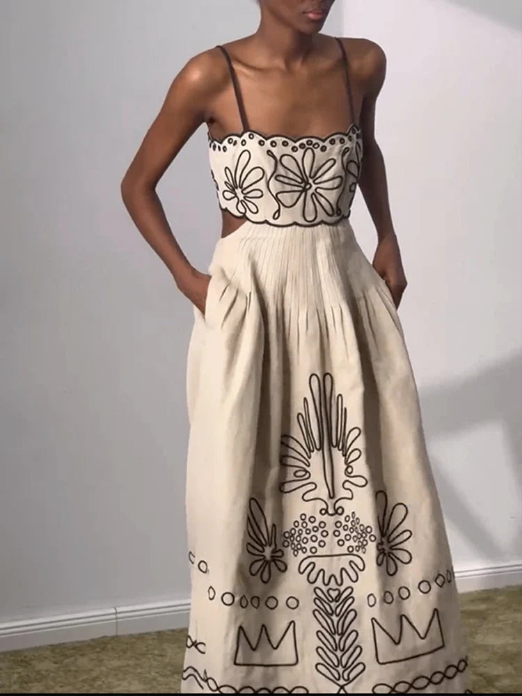 Women's Bohemian Spaghetti Strap Long Beach Maxi Dress
