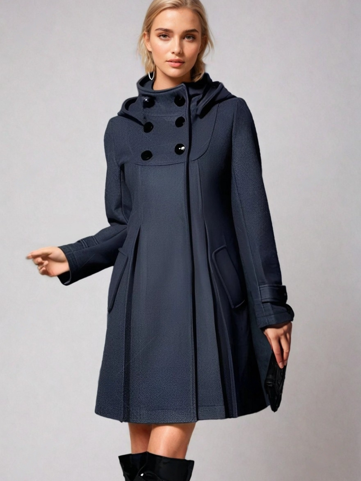 Women's elegant longline coat with button detail