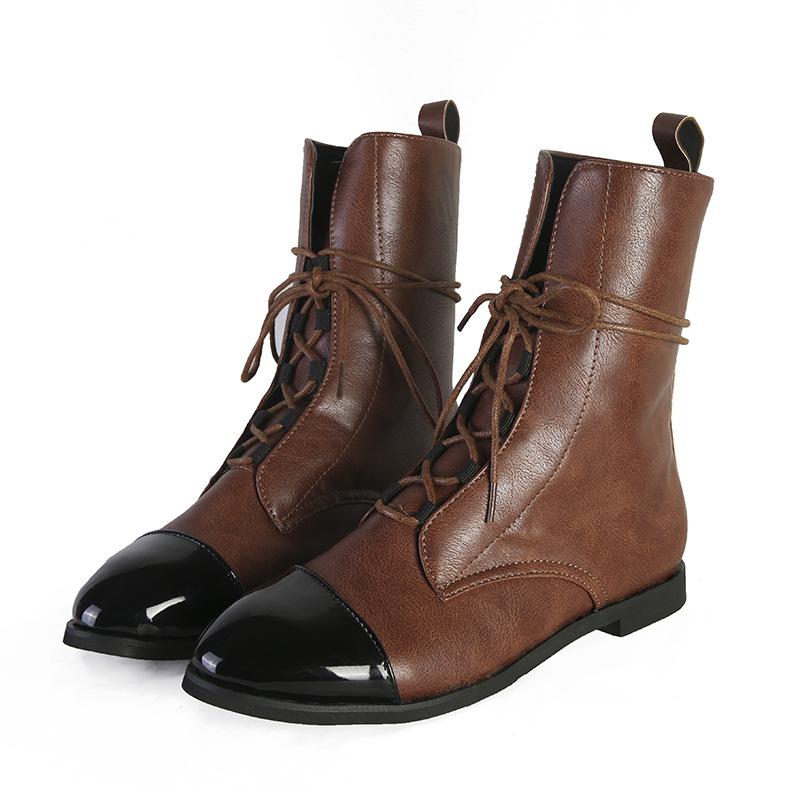Lace-up leather ankle boots for women