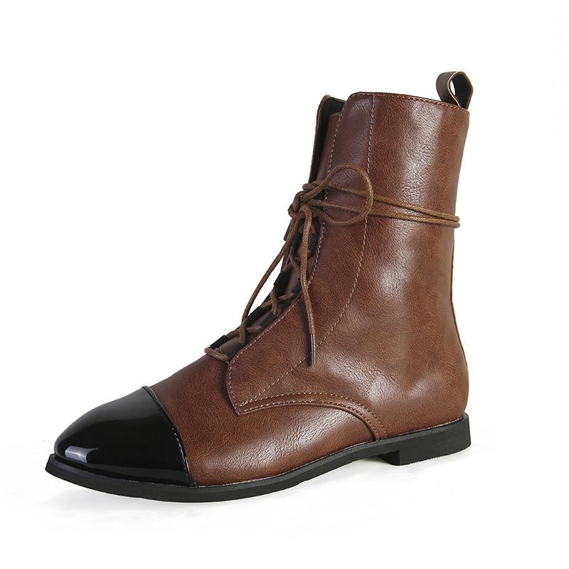 Lace-up leather ankle boots for women