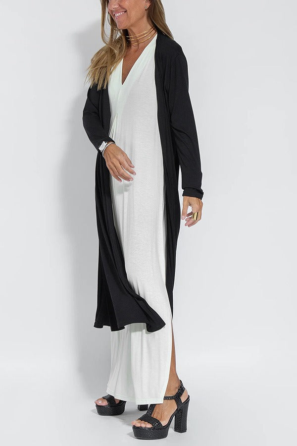 Women’s Sleeveless Dress - V-Neck Flowy Fit - Elegant Pleated Detail