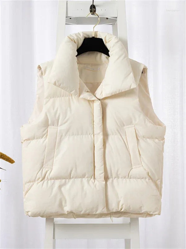 Women's Puffer Vest - Quilted Insulated - Funnel Collar - Zip Closure - Lightweight Layer
