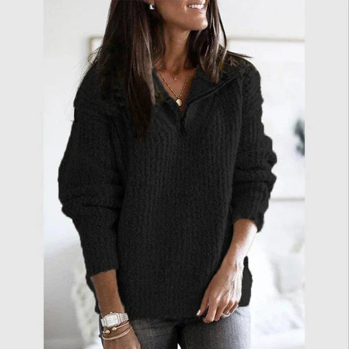 Women's zip pullover knit sweater jacket