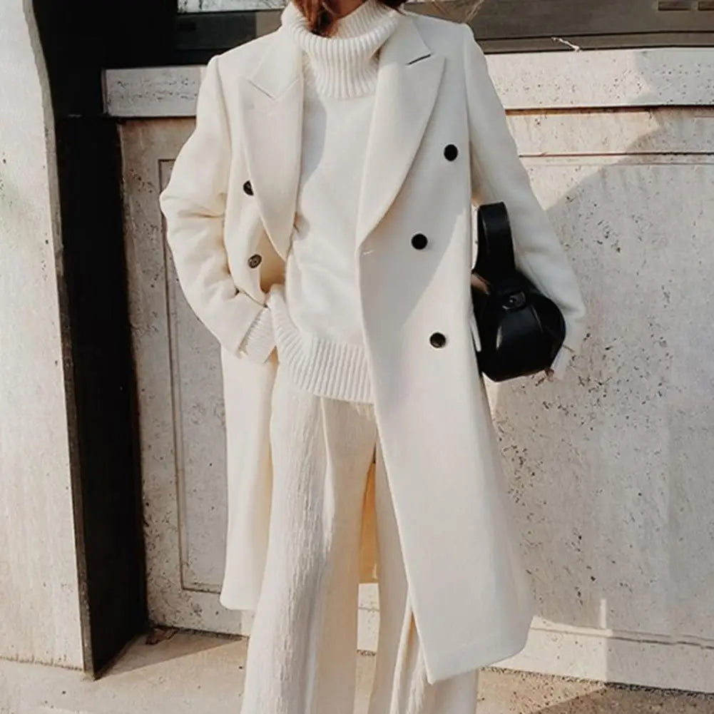Women's elegant lapel midi trench coat