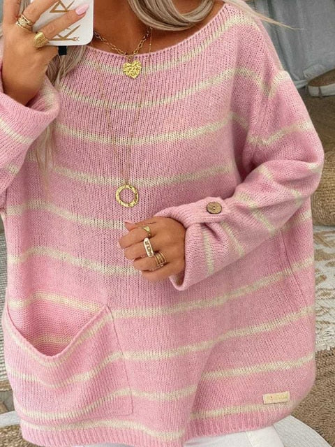 Women's oversized striped pullover sweater