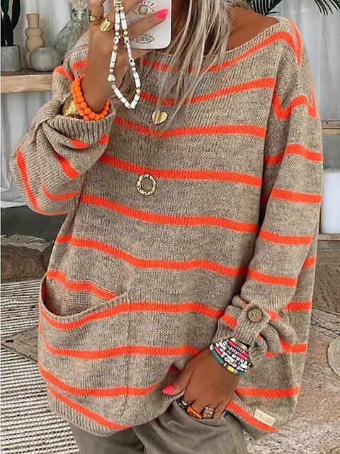 Women's oversized striped pullover sweater
