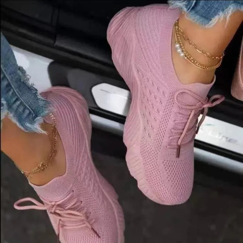 Women's Slip-On Sneakers - Breathable Knit - Cushioned Sole - Lightweight Comfort