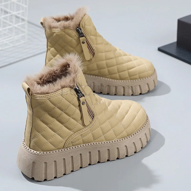 Women's quilted thick-soled warm winter boots