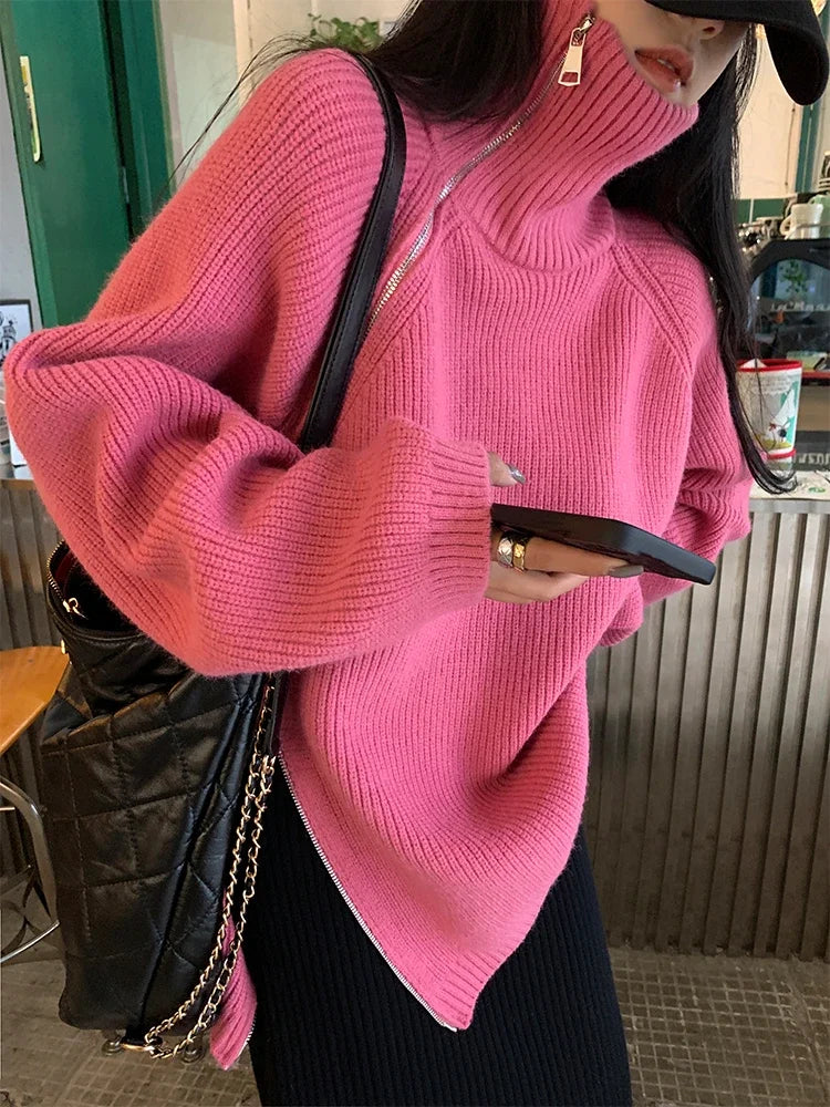 Women's high collar sweater