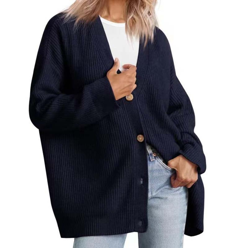 Women’s Cardigan – Oversized Fit – Ribbed Knit – Button Front – Casual Layering Piece