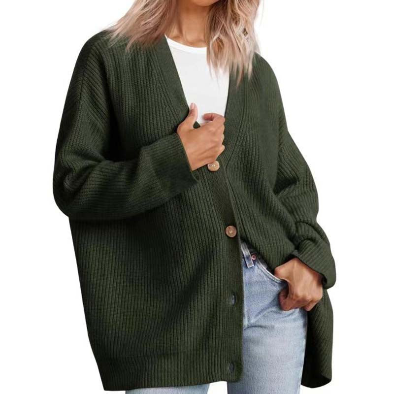 Women’s Cardigan – Oversized Fit – Ribbed Knit – Button Front – Casual Layering Piece