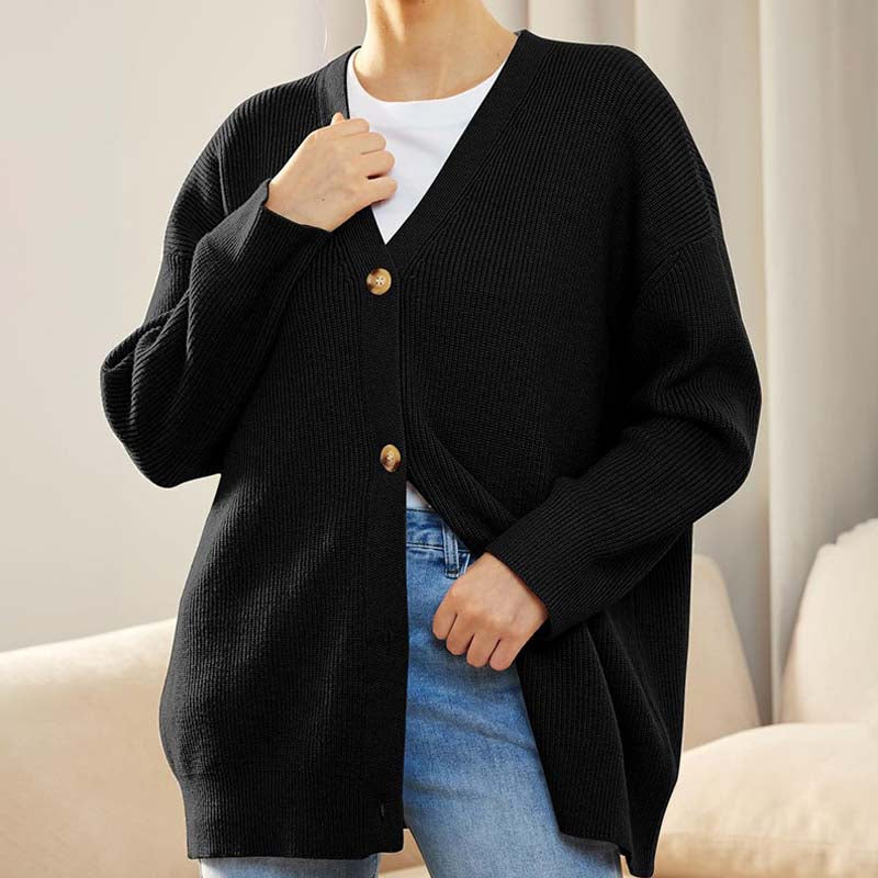 Women’s Cardigan – Oversized Fit – Ribbed Knit – Button Front – Casual Layering Piece