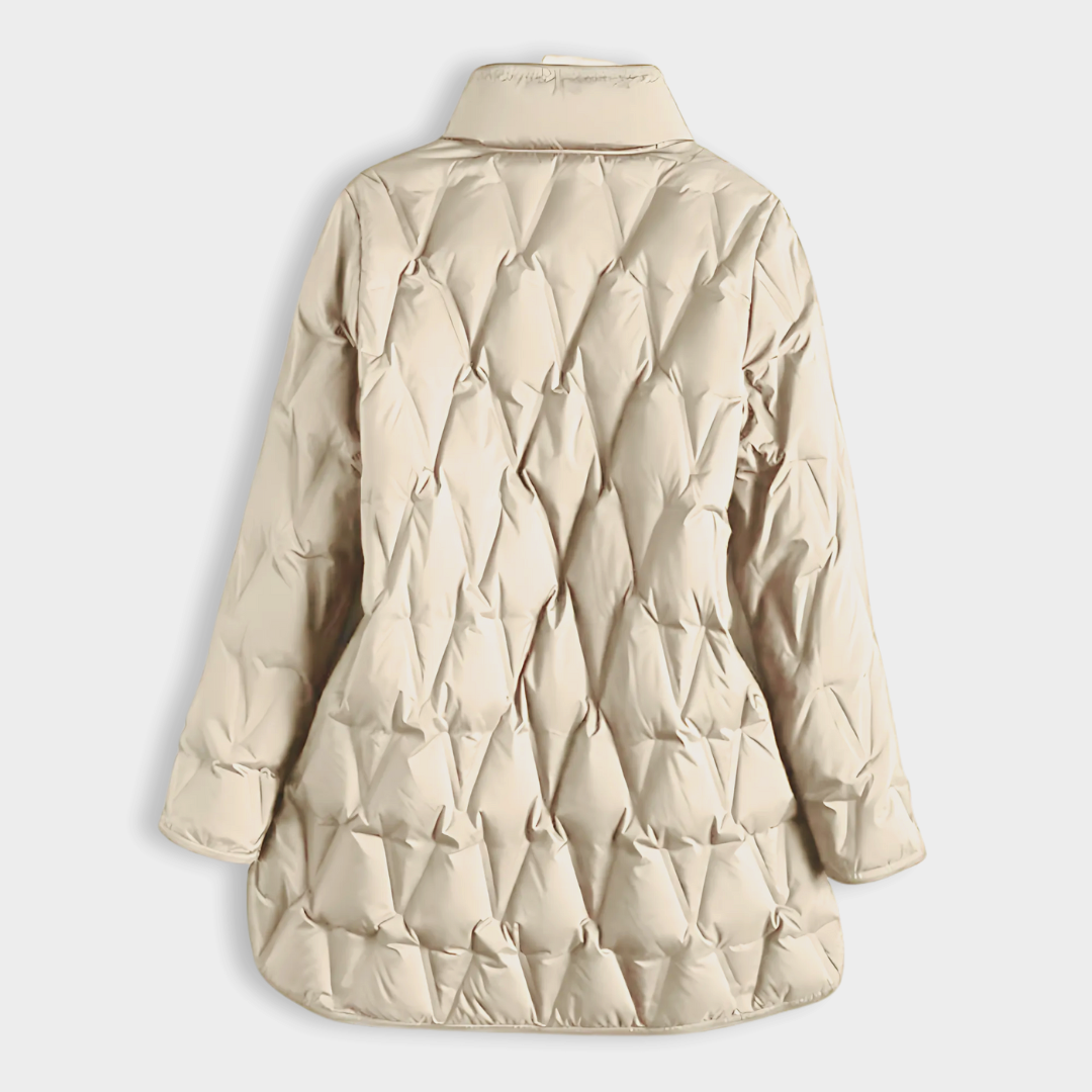 Women's mock snap-button quilted puffer jacket