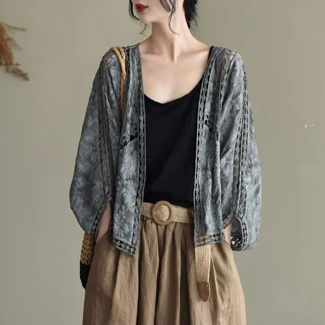 Lightweight Hollow Design Cape Cardigan