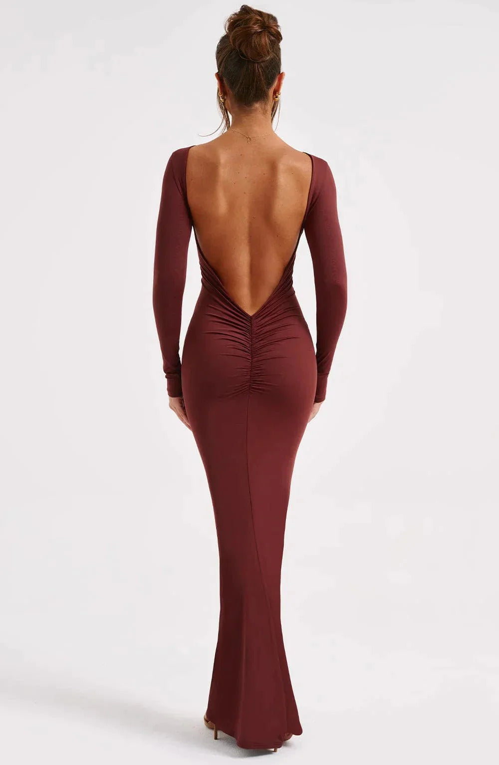Women's backless long sleeve maxi dress