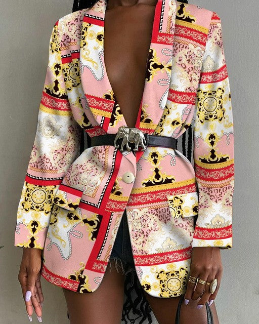 Women's elegant blazer with colorful patterns