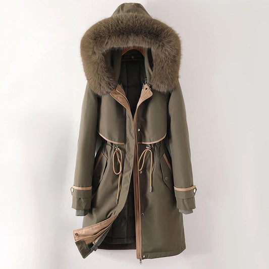 Warm Hooded Faux Fur Trim Parka Coat