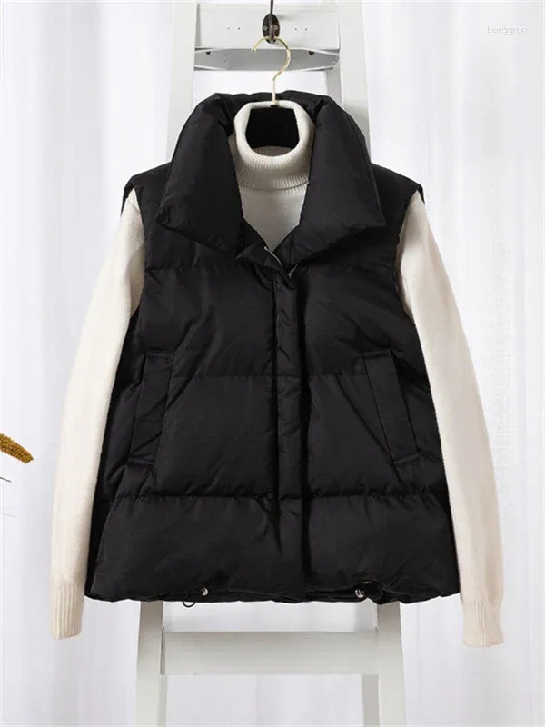 Women's Puffer Vest - Quilted Insulated - Funnel Collar - Zip Closure - Lightweight Layer