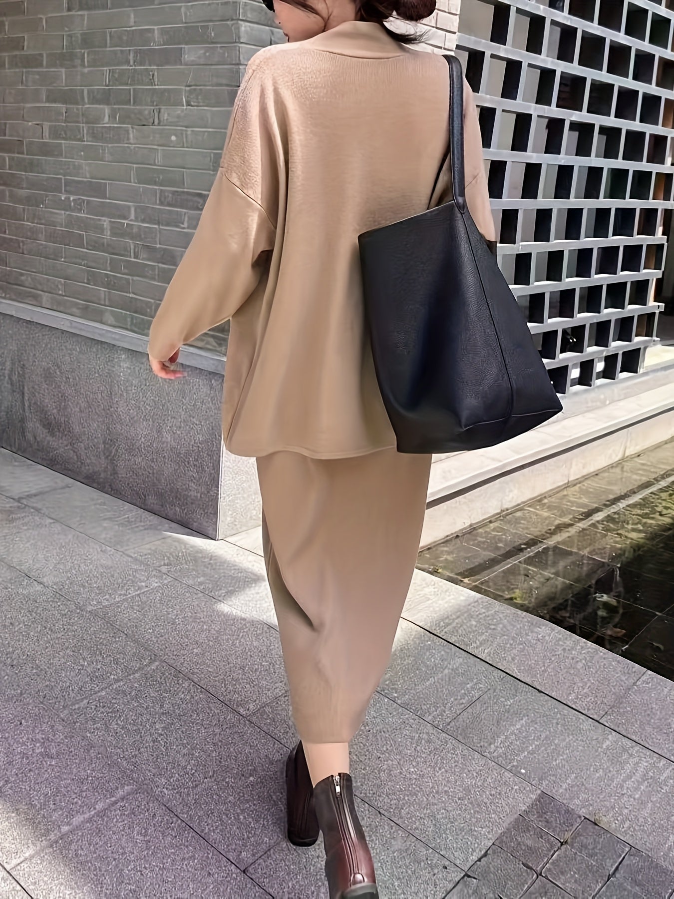 Three-piece cardigan, vest, and skirt knit set for women