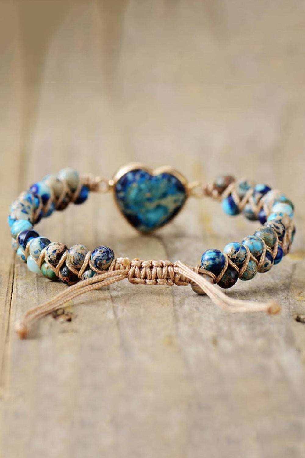 Heart-Shaped Handmade Stone Bead Bracelet