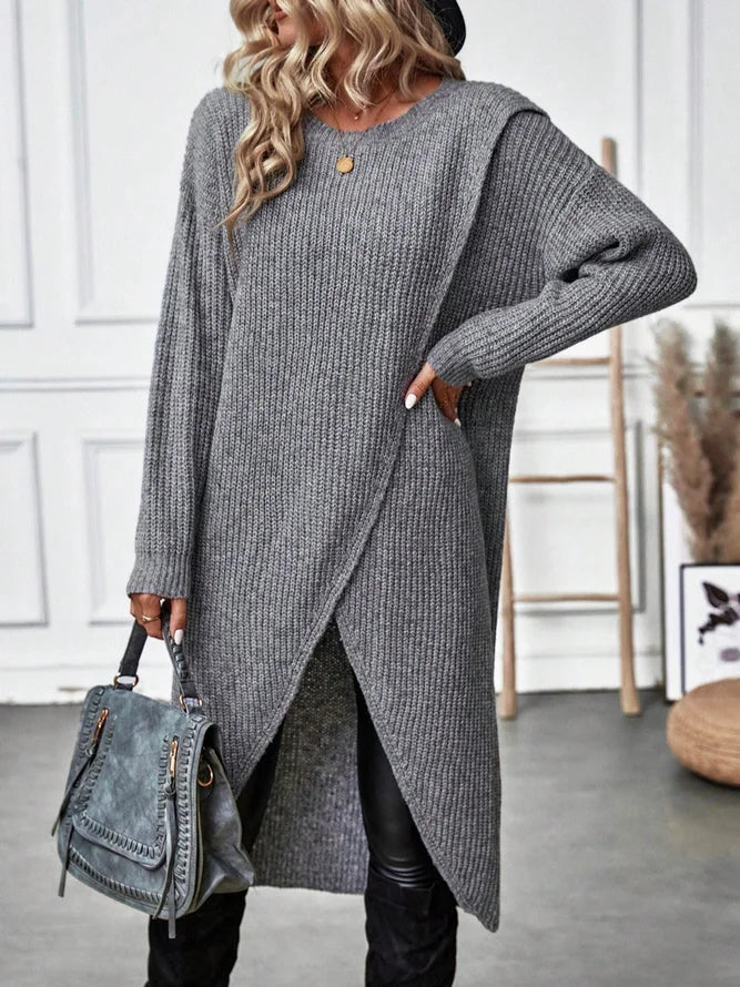 Women's comfortable plain knitted sweater