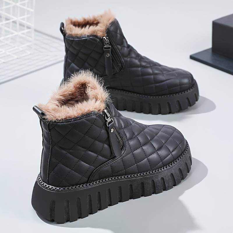 Women's quilted thick-soled warm winter boots