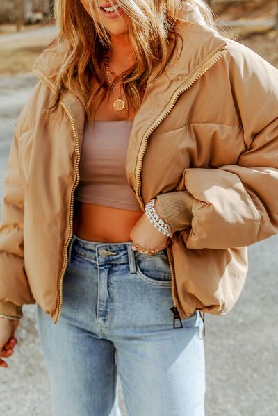 Leni - zip up collared neck coat with pockets