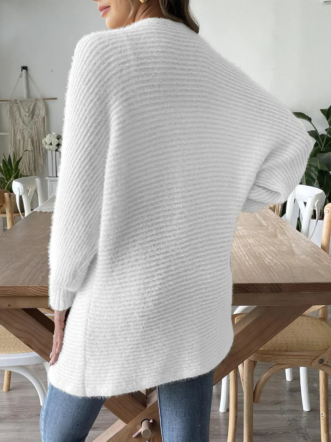 Women's long cardigan with open front