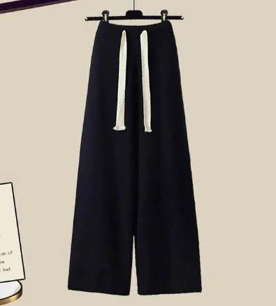 Women's knitted sweater and wide leg pants set