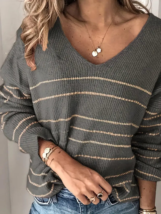 Loose Striped Spliced Knit Sweater