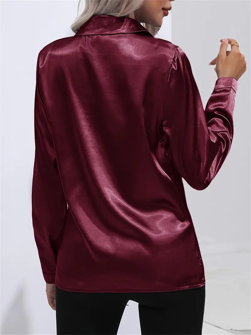 Women's button-down glossy shirt