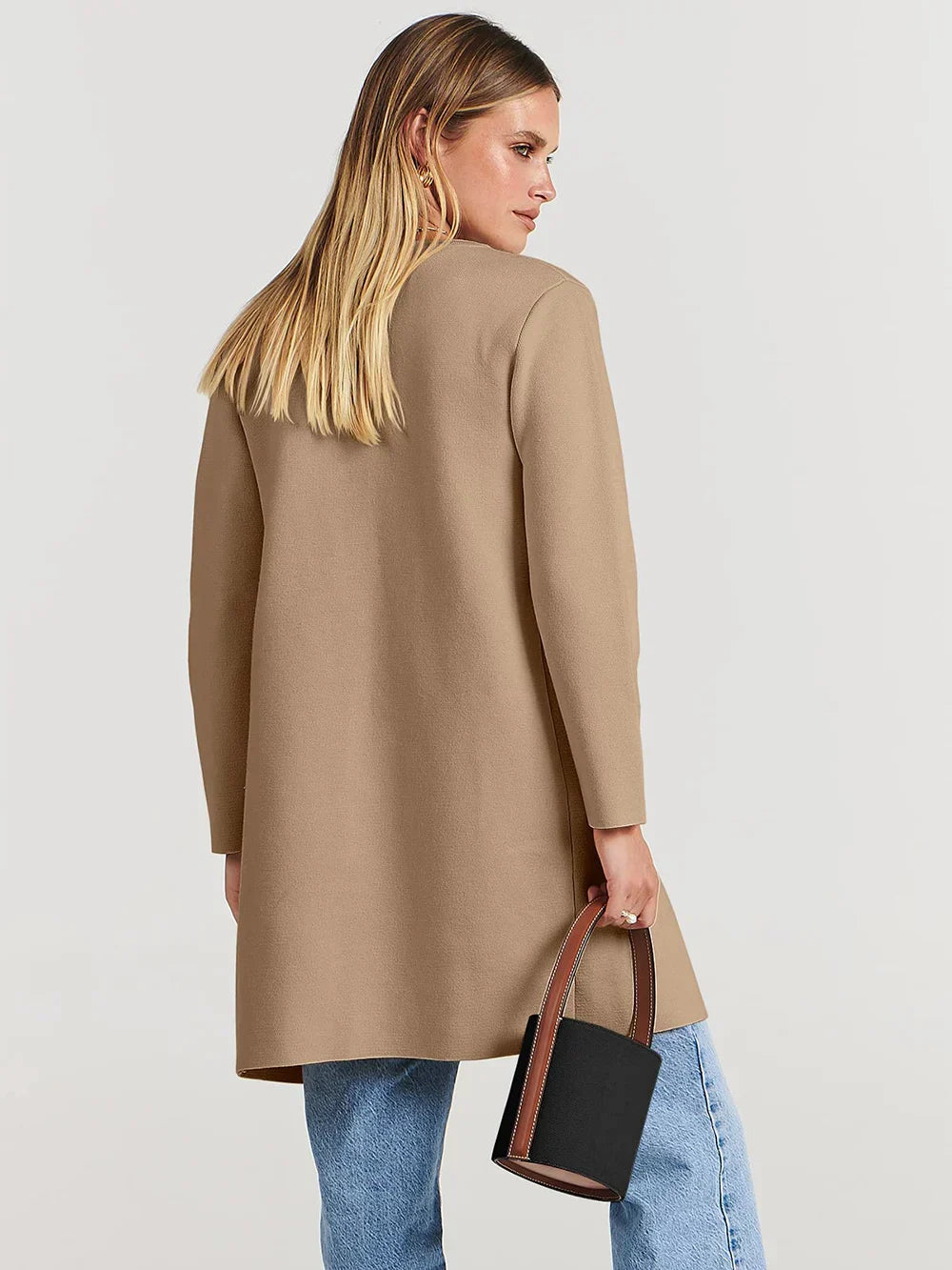 Women's versatile casual lapel midi coat