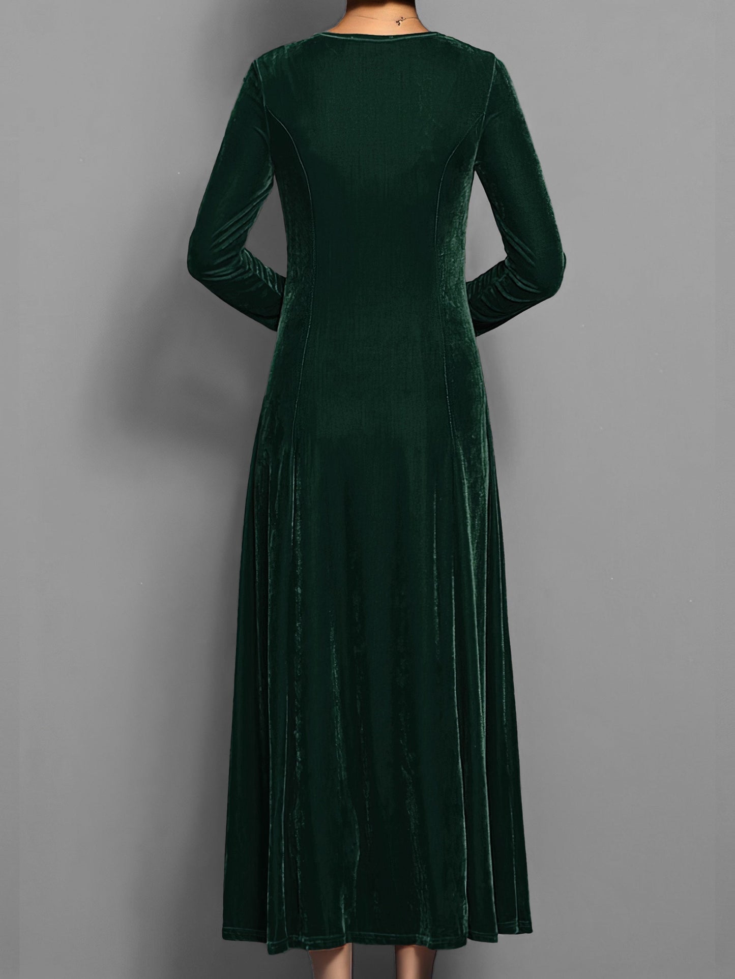 Round neck long sleeve maxi dress for women