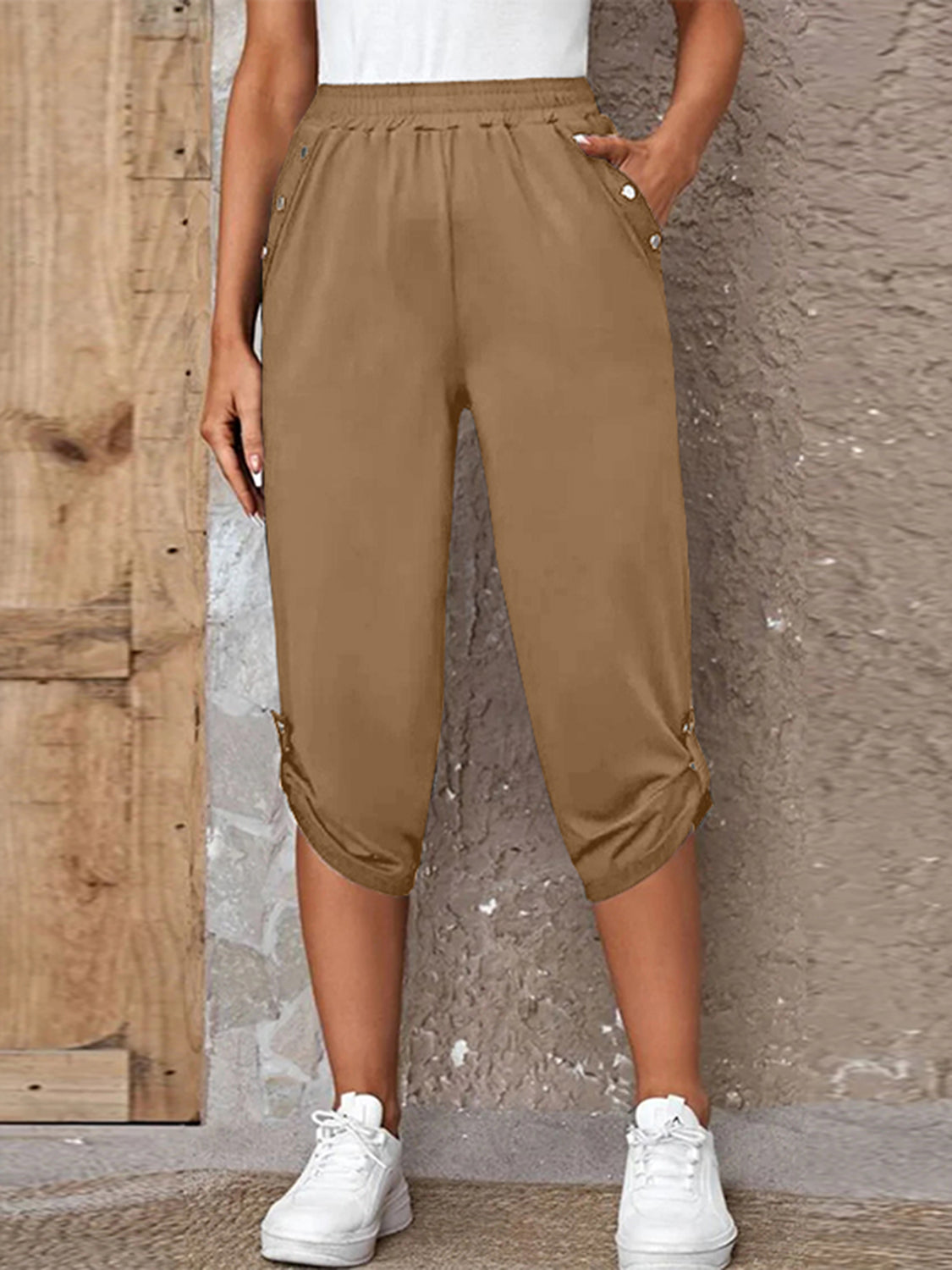 Tara - roll tab capris pants