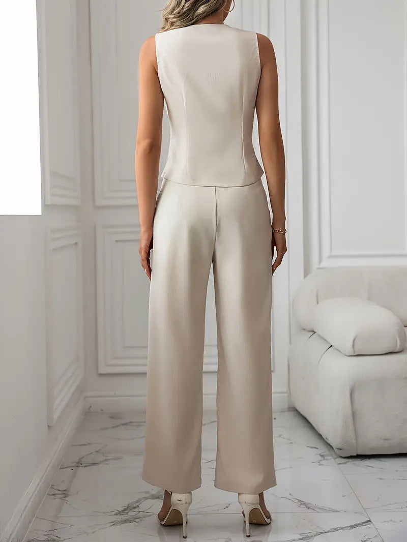Women's elegant vest & flare pants set