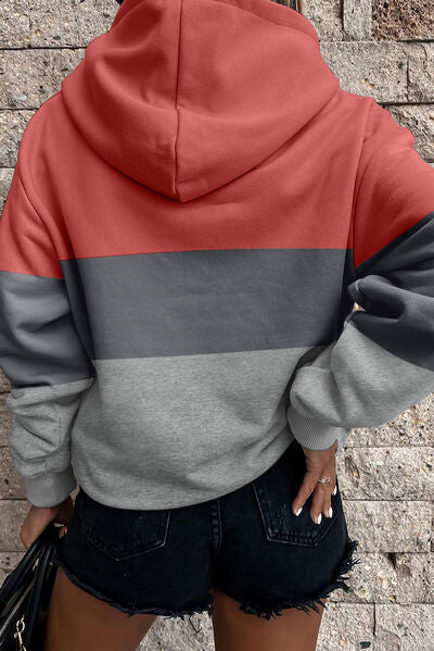Women’s Hoodie - Leopard Print Block Design - Relaxed Fit - Kangaroo Pocket