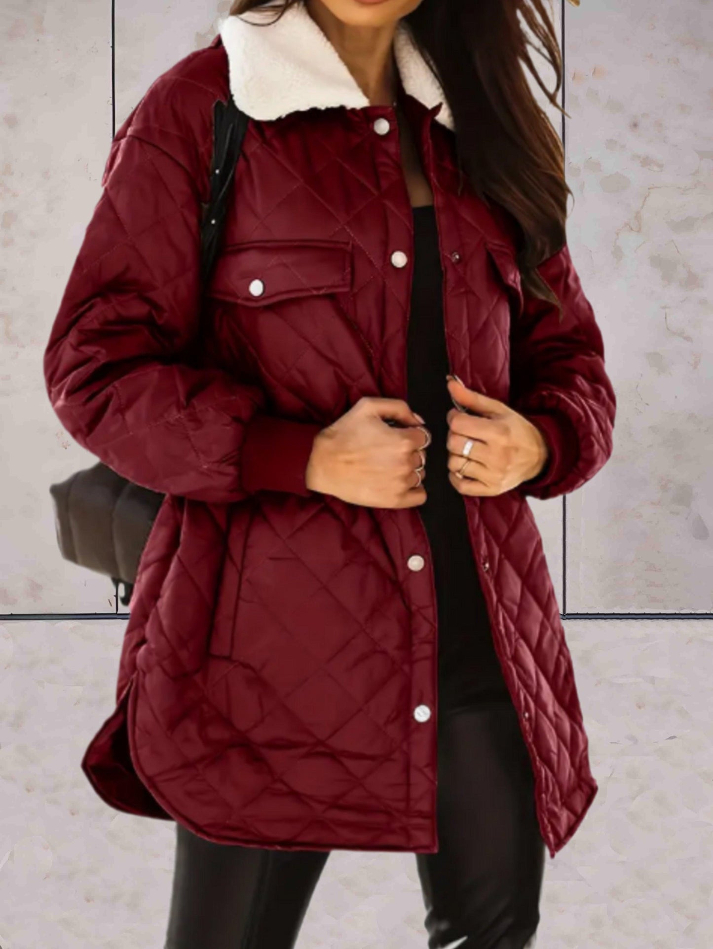 Oversized women's padded coat jacket with wide collar