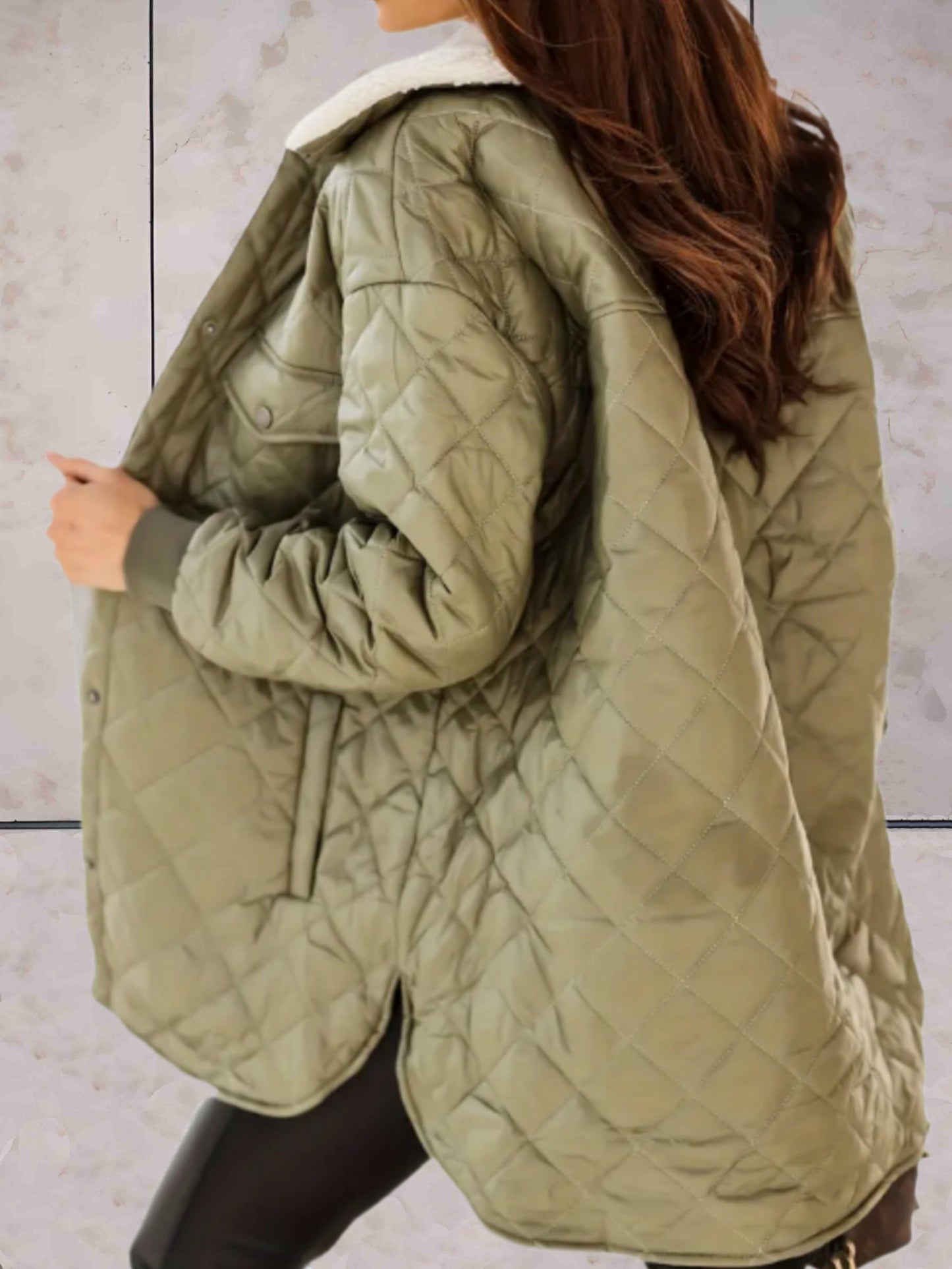 Oversized women's padded coat jacket with wide collar
