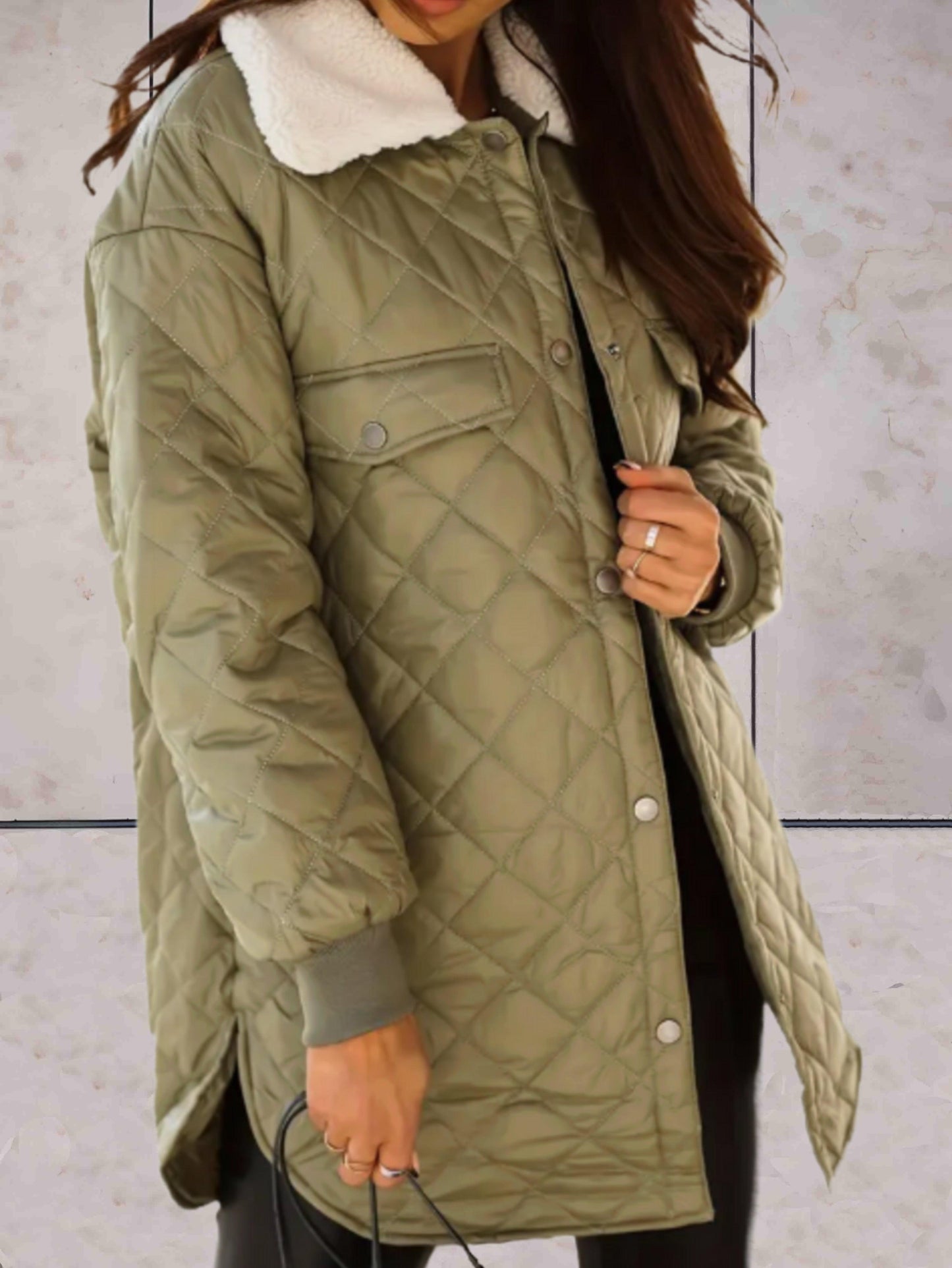 Oversized women's padded coat jacket with wide collar