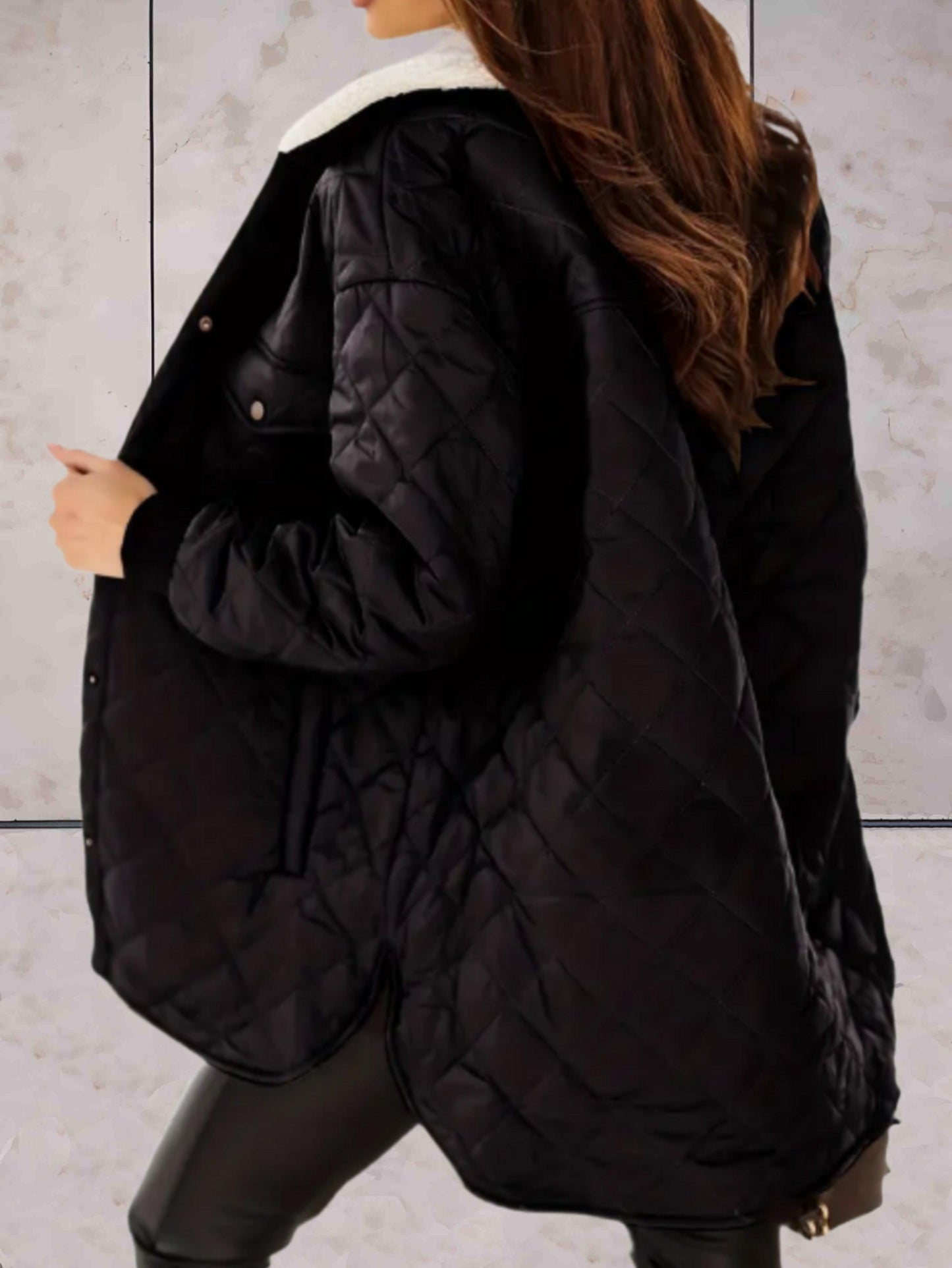 Oversized women's padded coat jacket with wide collar