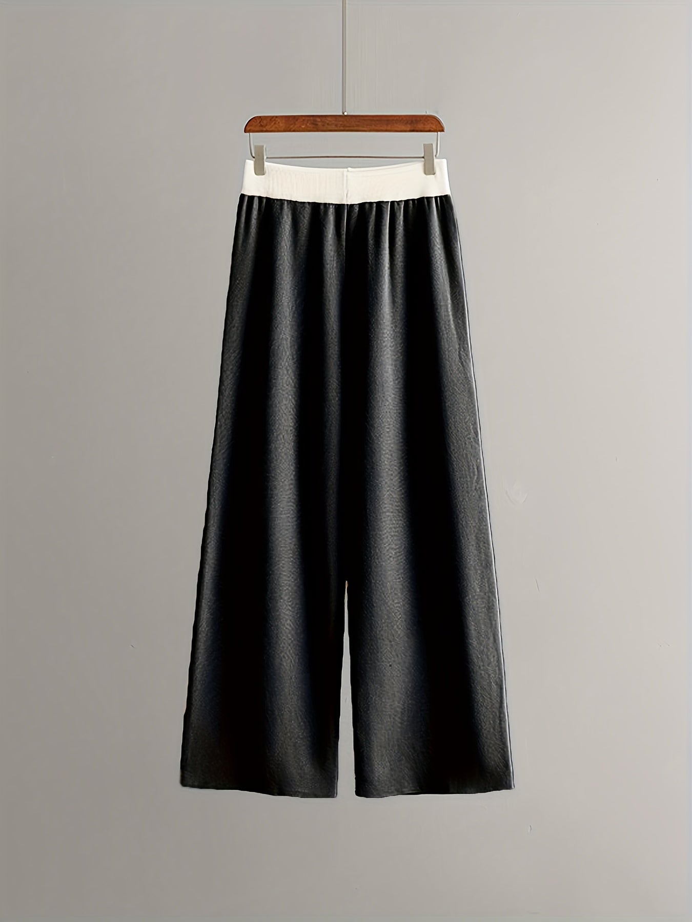 Two-piece v-neck contrast trim sweater and wide-leg pants lounge set for women