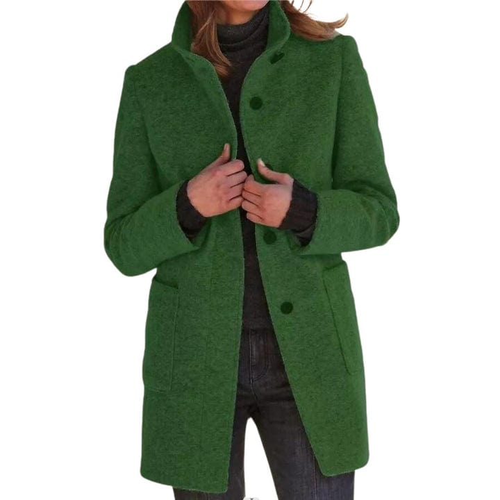 Women's elegant loose coat with stand collar