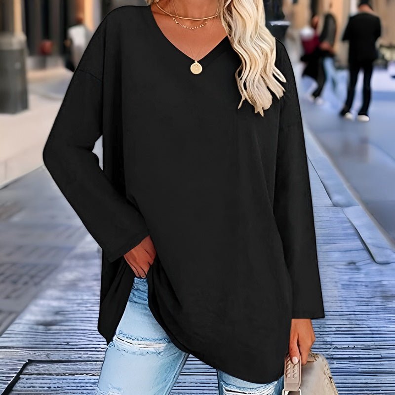 Women's stylish v-neck long sleeve sweater