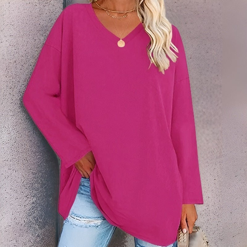 Women's stylish v-neck long sleeve sweater