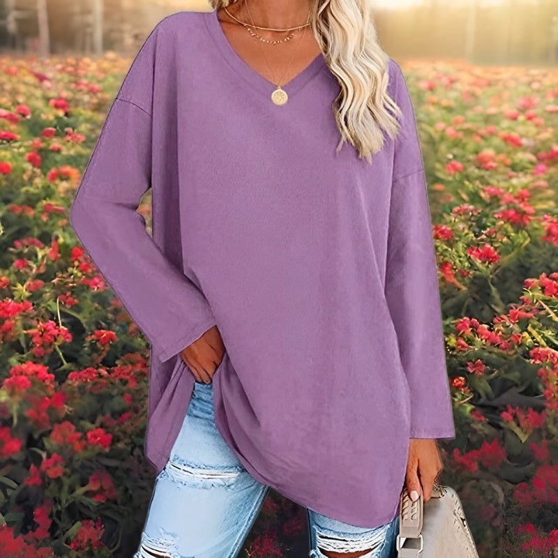 Women's stylish v-neck long sleeve sweater