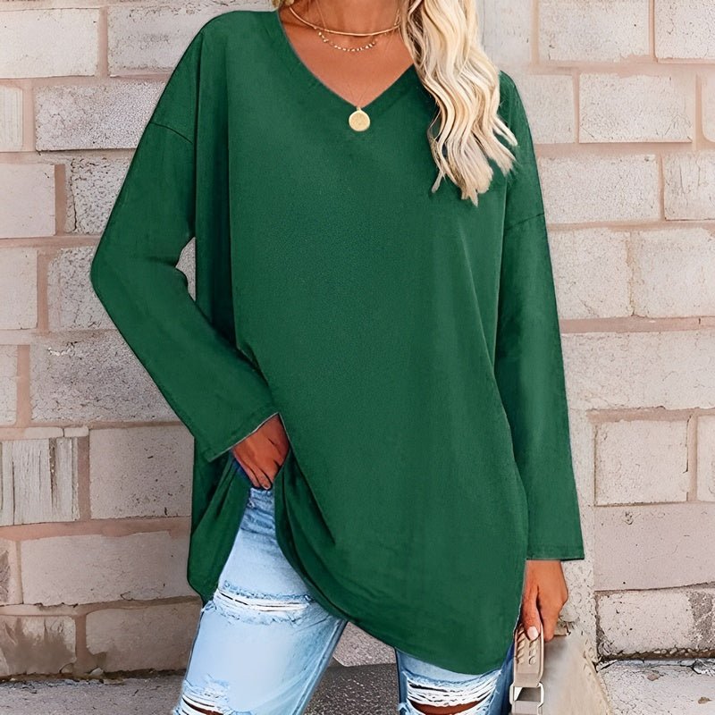 Women's stylish v-neck long sleeve sweater